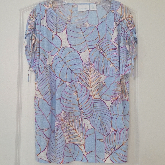 Cynthia Rowley Tops - Cynthia Rowley Light Blue and Purple Leaf Blouse
